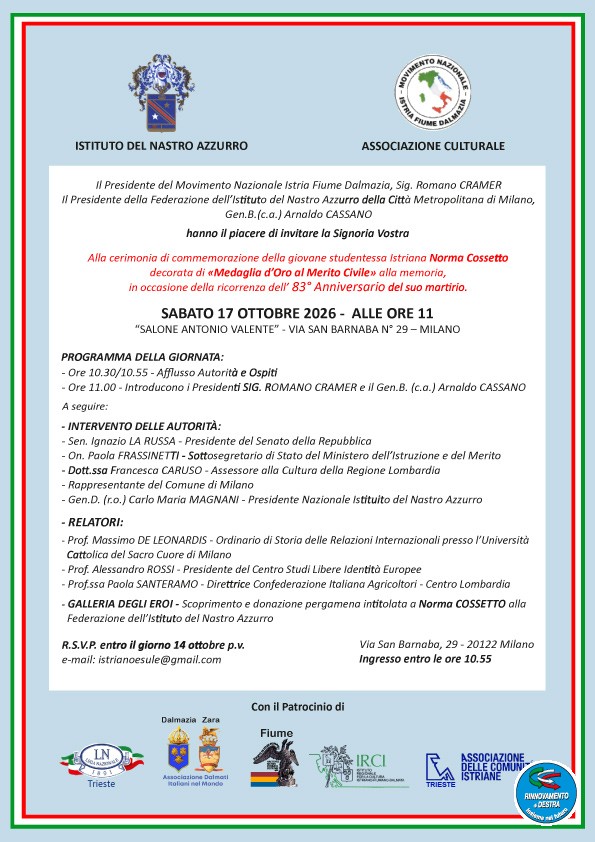 Cerimonia di commemorazione per Norma Cossetto